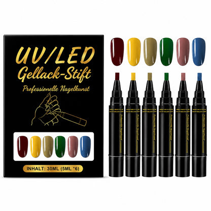 SalonPen – 3-in-1 Gelstift für Nägel mit UV-Lampe (6er-Set)