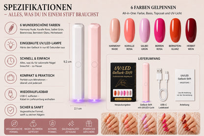 SalonPen – 3-in-1 Gelstift für Nägel mit UV-Lampe (6er-Set)