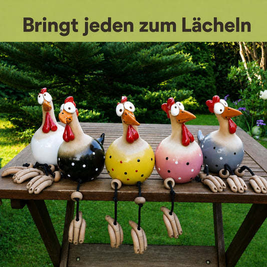 Lustige Hühnerdekorationen für Ihren Garten