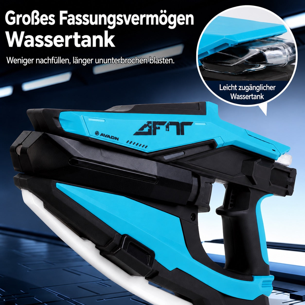 Elektrische Wasserpistole mit LED- und Nebeleffekten