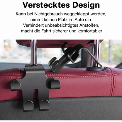 Auto-Logo-Kopfstützenhaken (2 Stück) — Robuste, platzsparende Aufbewahrung für Taschen, Einkäufe und Zubehör