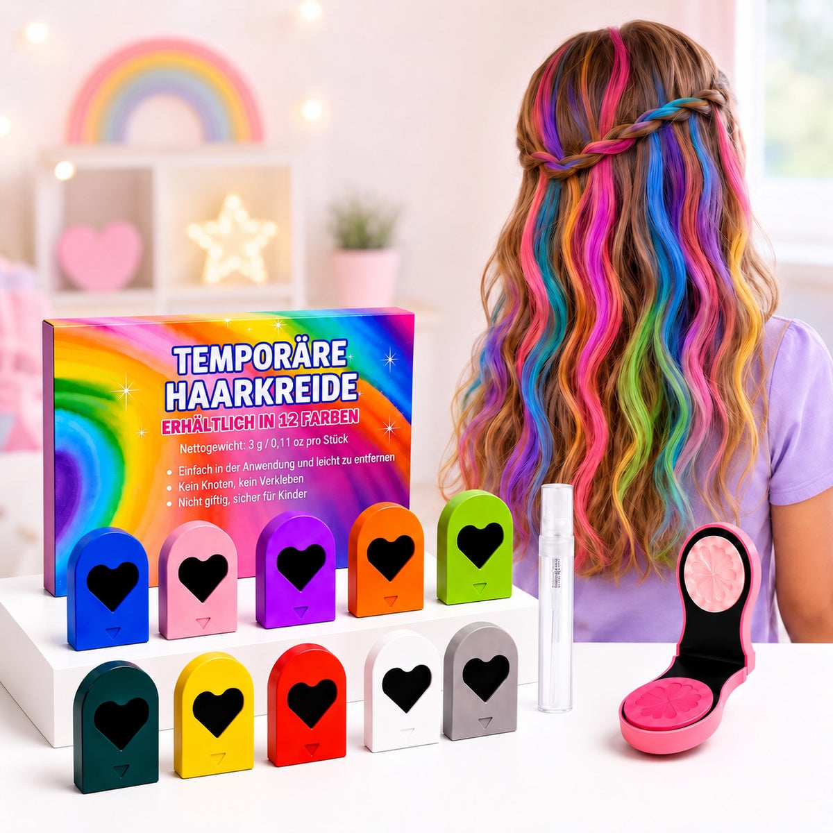 Haarfarbstifte – 12 auswaschbare Farben