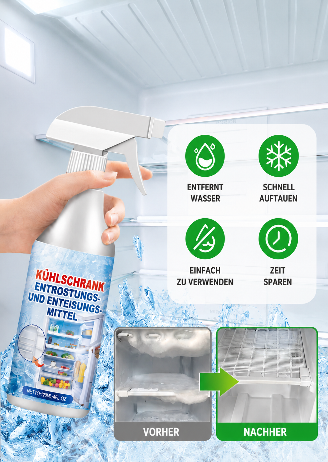 Auftau-Spray | Für Kühlschrank und Gefrierschrank