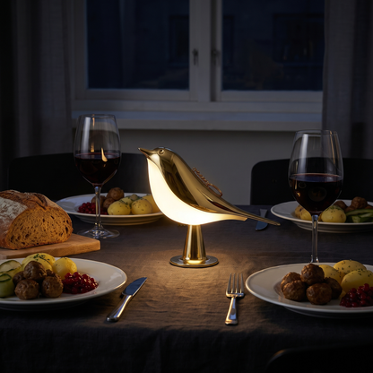 Kabellose Vogellampe mit Touch-Dimmer