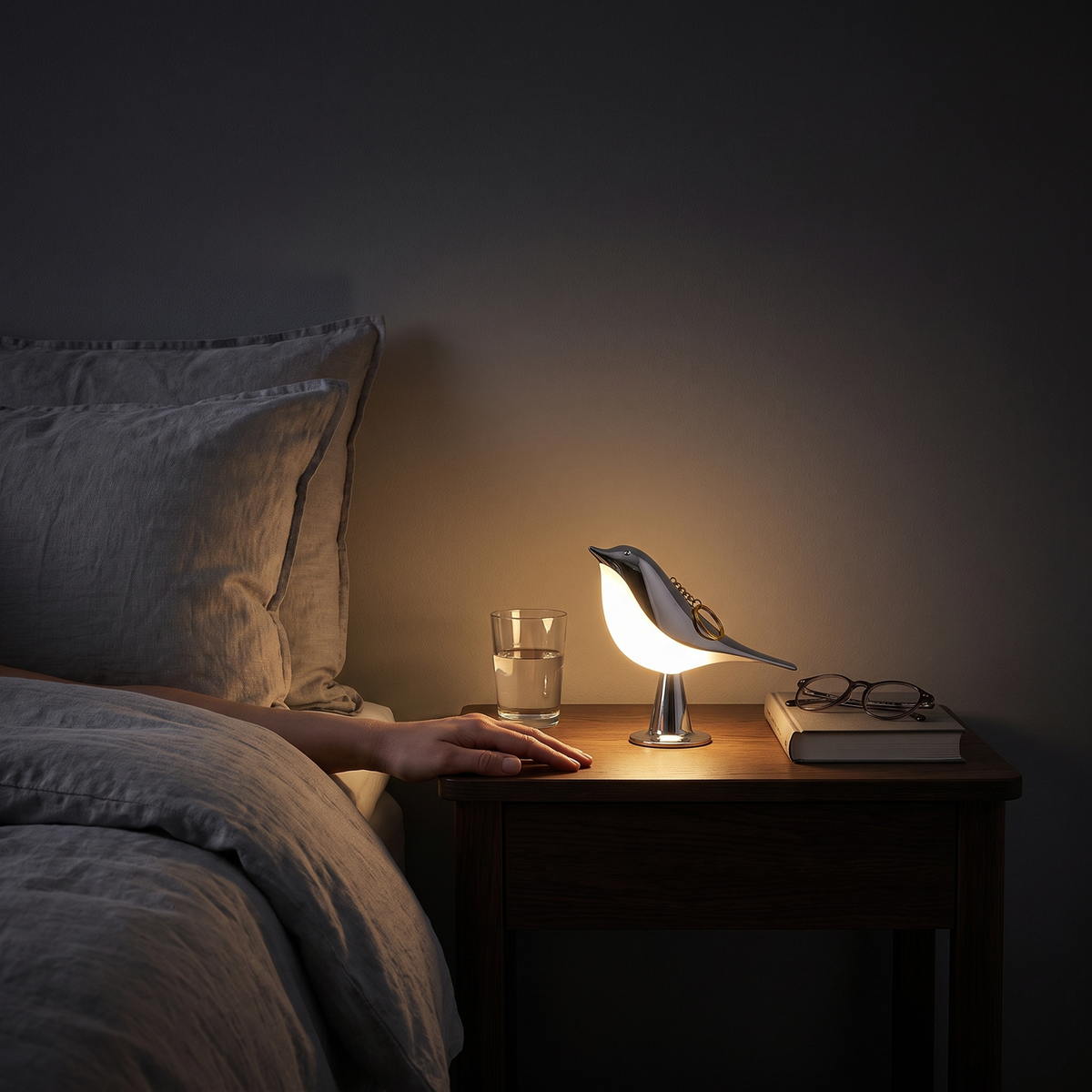 Kabellose Vogellampe mit Touch-Dimmer