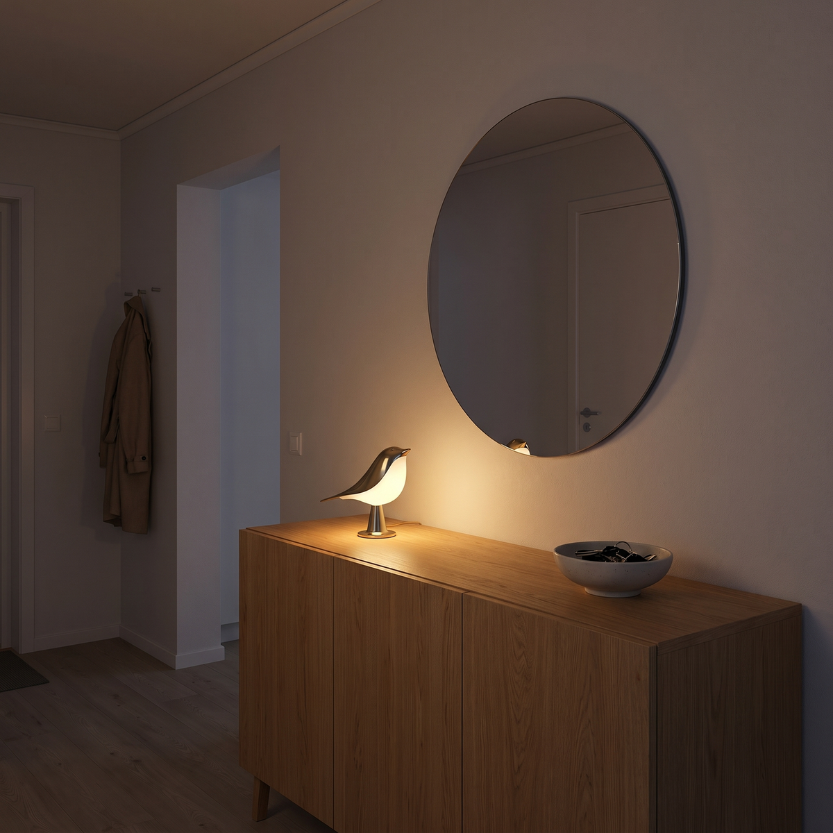 Kabellose Vogellampe mit Touch-Dimmer