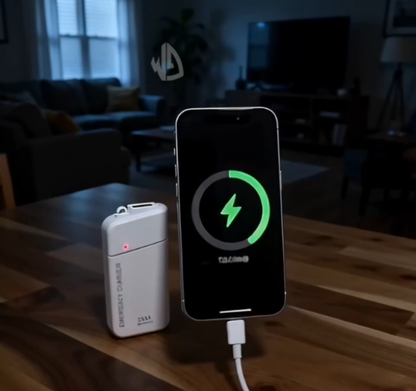 Tragbares Notladegerät mit AA-Batterien – USB-Aufladung, kompakt und mit LED-Taschenlampe – perfekt für Reisen, Pendeln und Stromausfälle