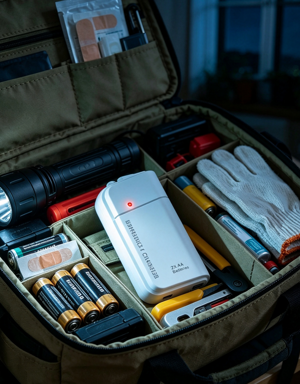 Tragbares Notladegerät mit AA-Batterien – USB-Aufladung, kompakt und mit LED-Taschenlampe – perfekt für Reisen, Pendeln und Stromausfälle