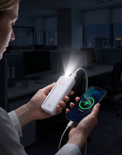 Tragbares Notladegerät mit AA-Batterien – USB-Aufladung, kompakt und mit LED-Taschenlampe – perfekt für Reisen, Pendeln und Stromausfälle