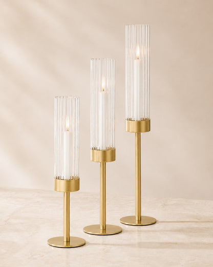 Elegante Kerzenhalter mit Glaszylinder in 3 Höhen
