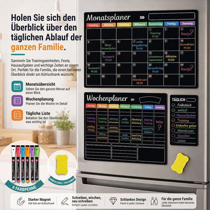 Magnetischer Familienplaner – Monats-, Wochen- und Tagesübersicht
