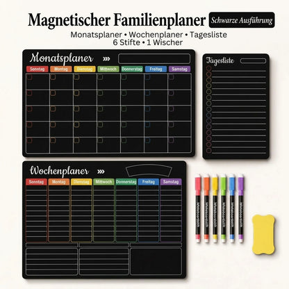 Magnetischer Familienplaner – Monats-, Wochen- und Tagesübersicht