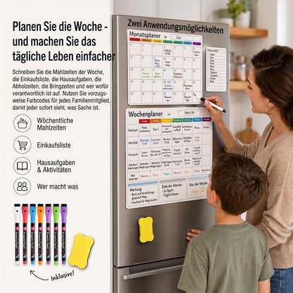 Magnetischer Familienplaner – Monats-, Wochen- und Tagesübersicht