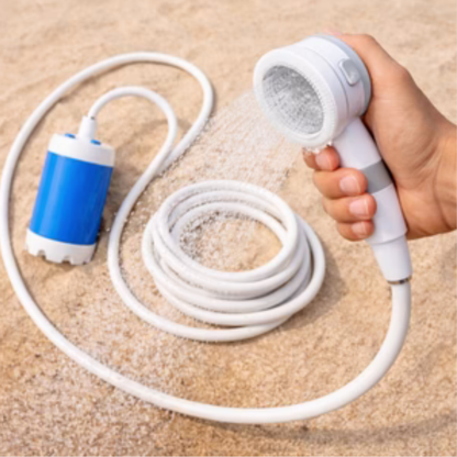 Tragbare Wasserpumpe: Set mit Schlauch und Sprühkopf
