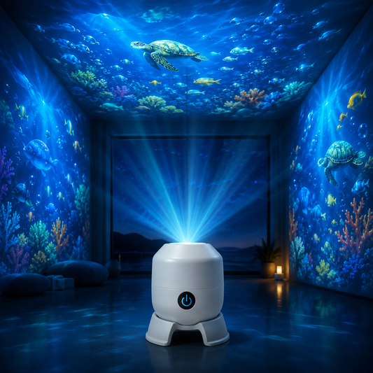 OceanWave Meeresprojektor mit rotierenden LED-Leuchten – Schaffen Sie magische Abende