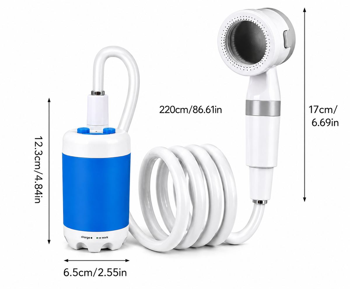 Tragbare Wasserpumpe: Set mit Schlauch und Sprühkopf
