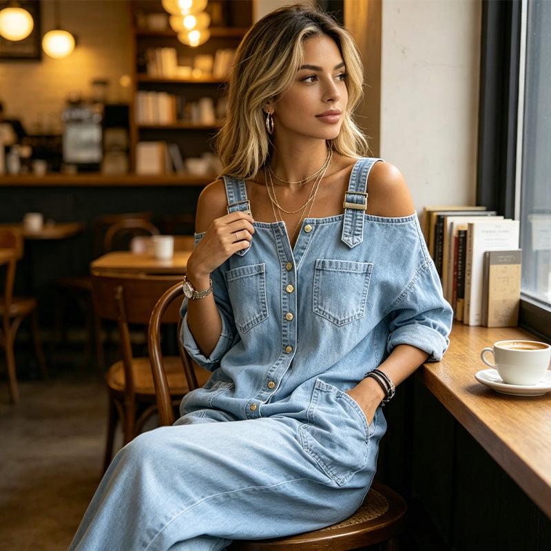 Jumpsuit mit weitem Bein und Taschen
