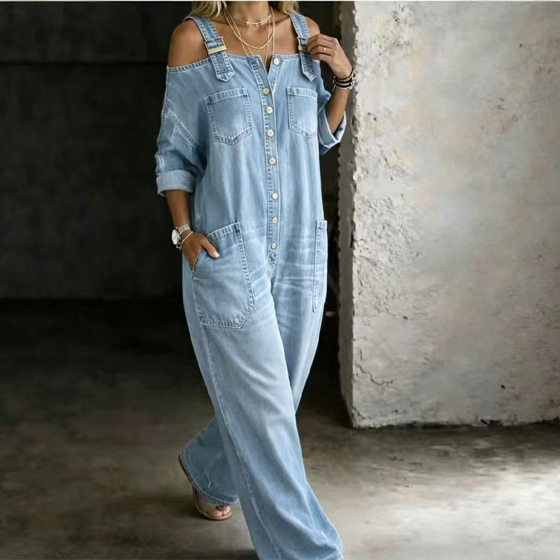 Jumpsuit mit weitem Bein und Taschen