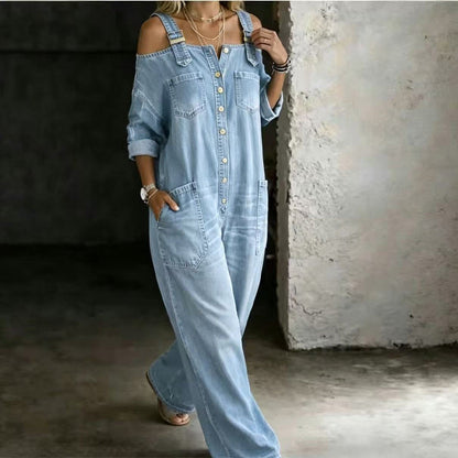 Jumpsuit mit weitem Bein und Taschen