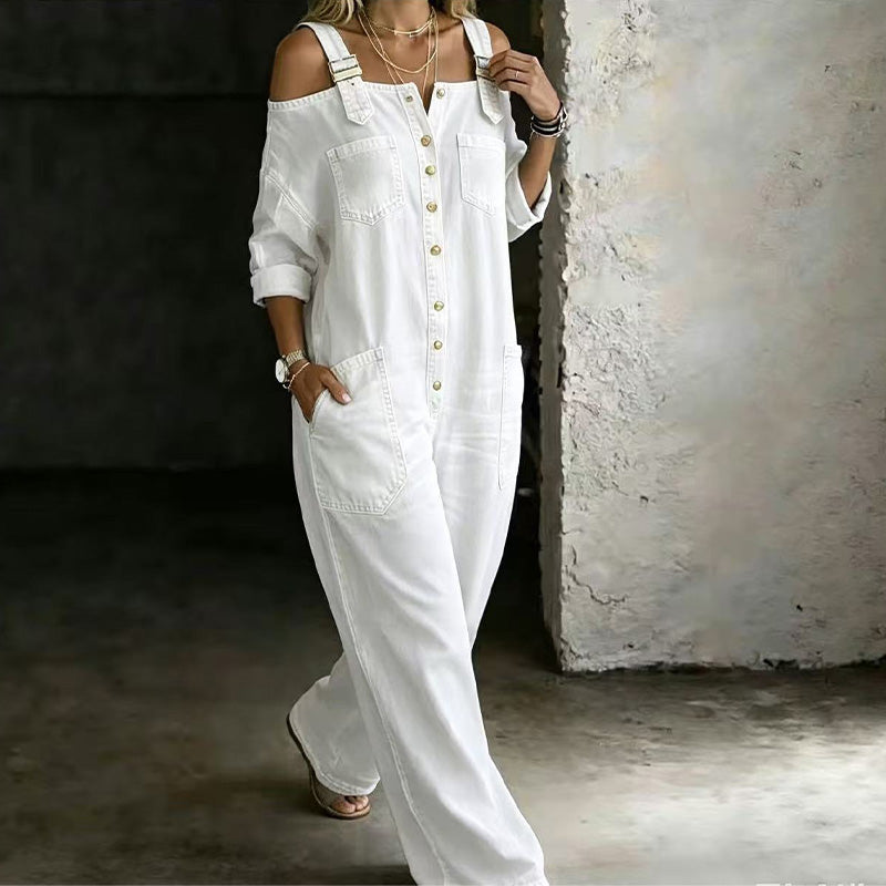 Jumpsuit mit weitem Bein und Taschen